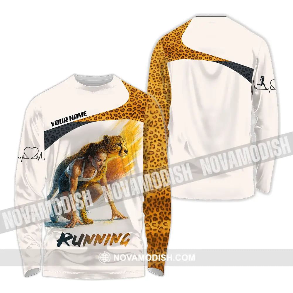 Unisex Shirt - Custom Leopard Running Shirt Long Sleeve Shirt / S T-shirt