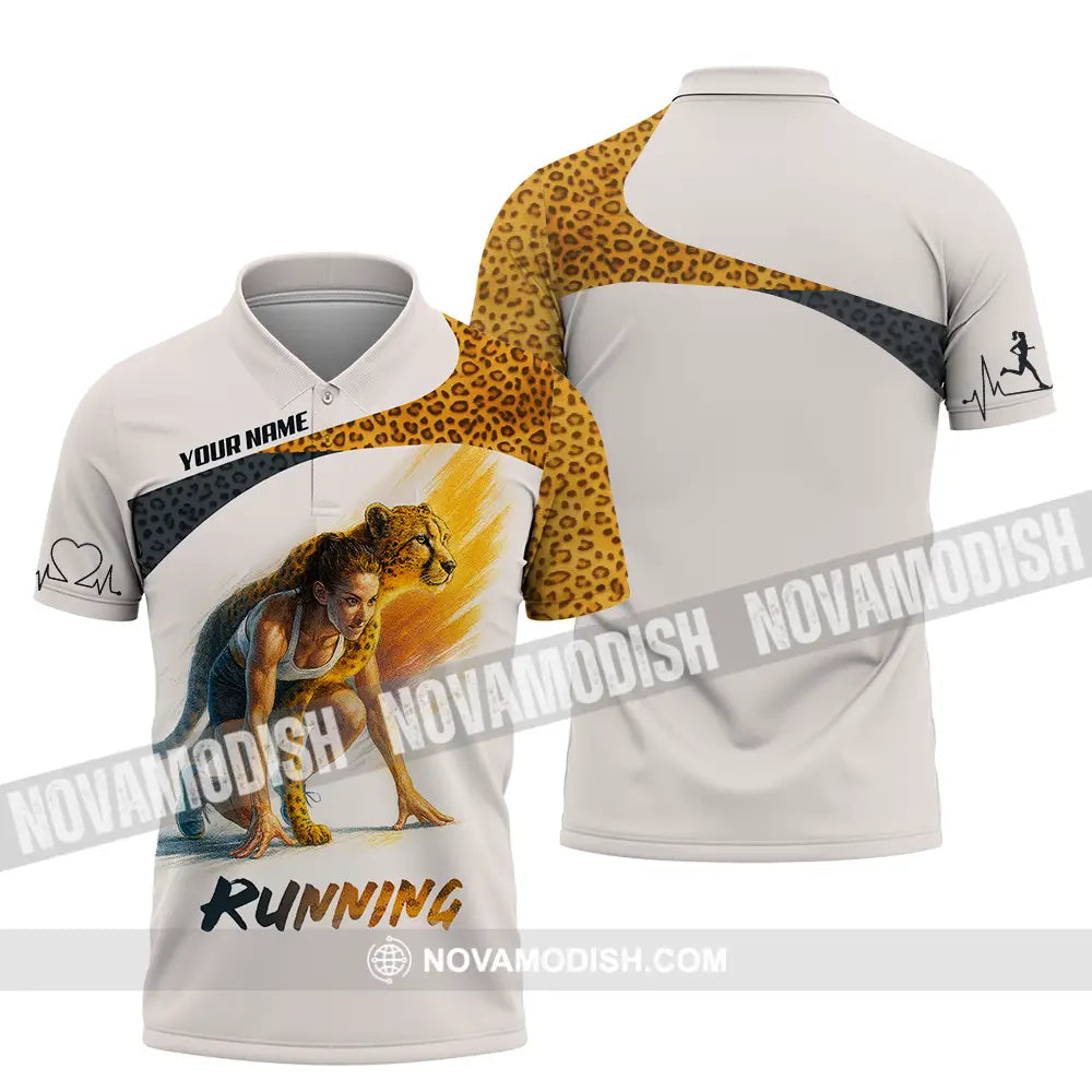 Unisex Shirt - Custom Leopard Running Shirt Polo Shirt / S T-shirt