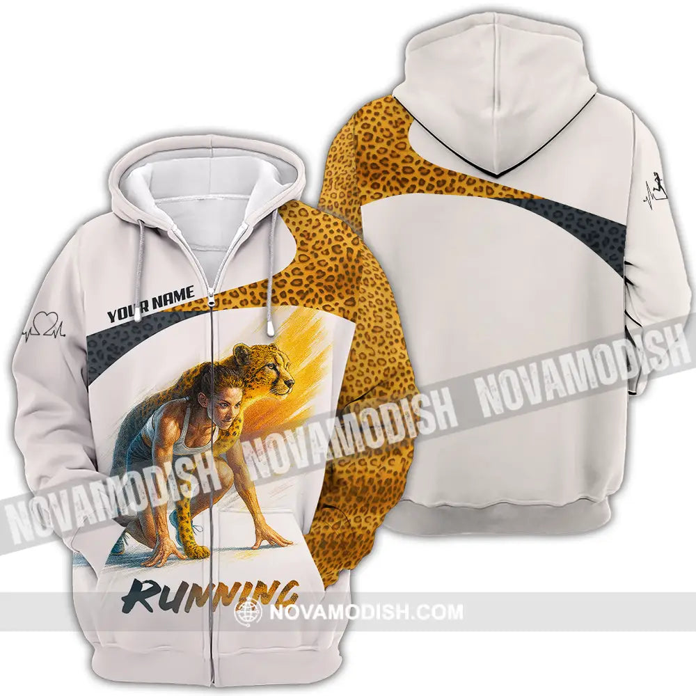 Unisex Shirt - Custom Leopard Running Shirt Zipper Hoodie / S T-shirt