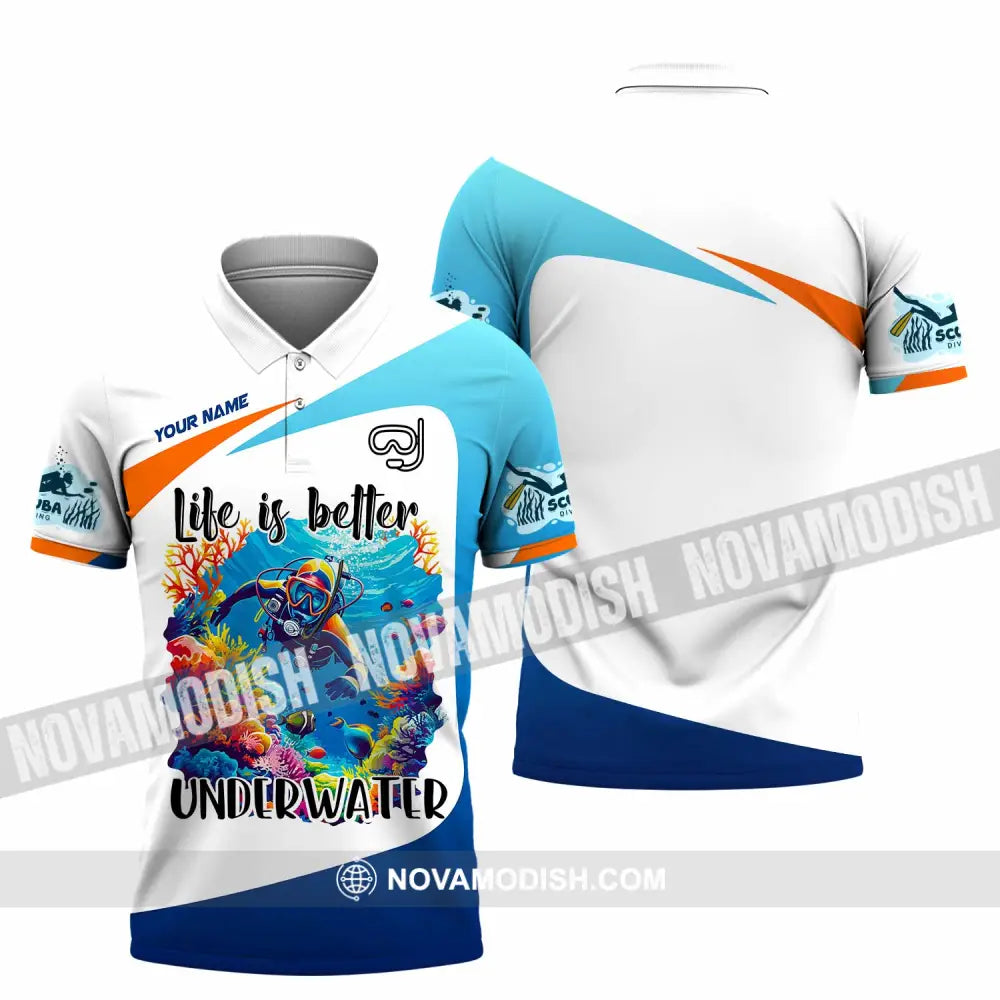 Unisex Shirt - Custom Life Is Better Underwater Diving Shirt Polo Shirt / S T-shirt