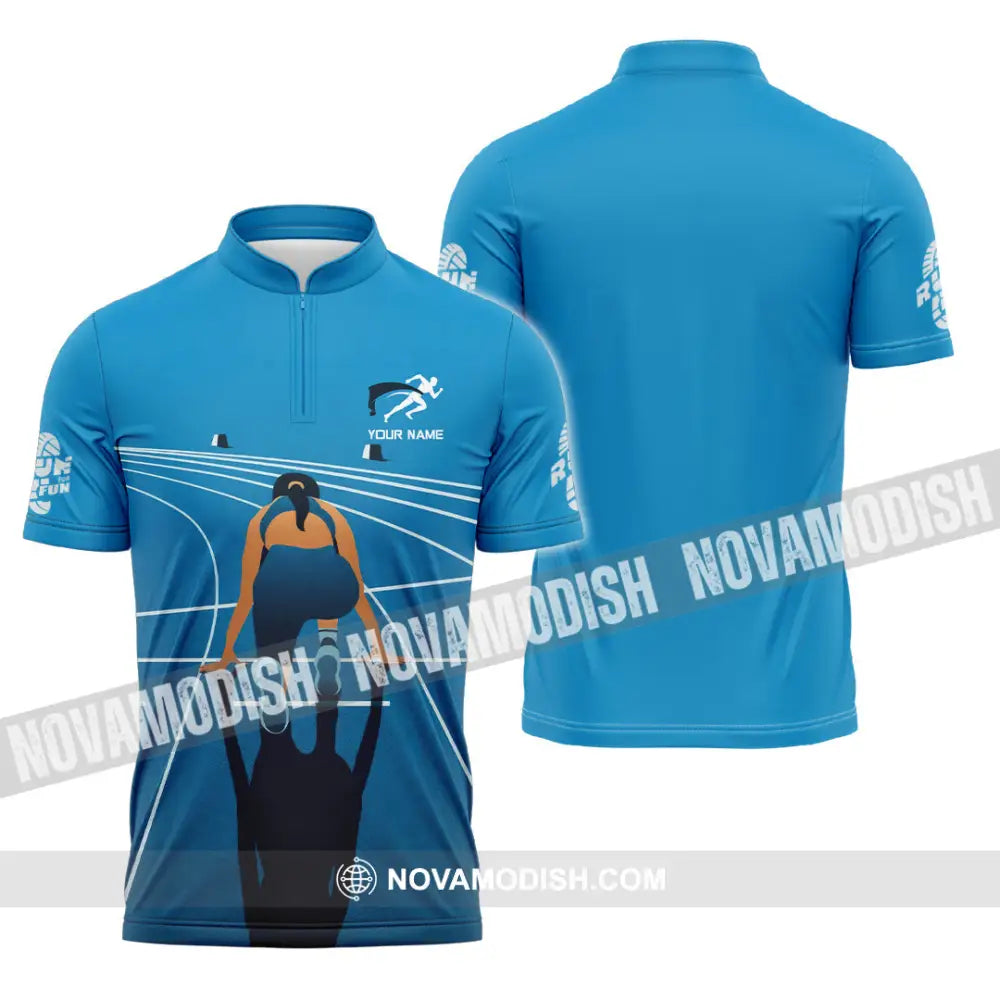 Unisex Shirt - Custom Love Running Sport Shirt Zipper Polo Shirt / S T-shirt