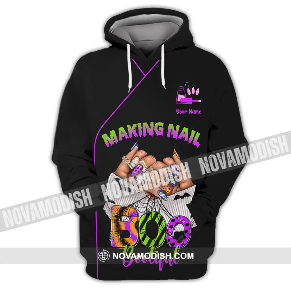 Unisex Shirt - Custom Making Nail Bootiful Halloween Nails Artist Shirt Hoodie / S T-shirt