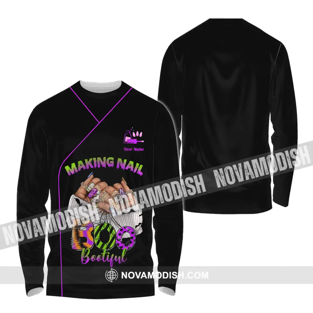 Unisex Shirt - Custom Making Nail Bootiful Halloween Nails Artist Shirt Long Sleeve Shirt / S T-shirt