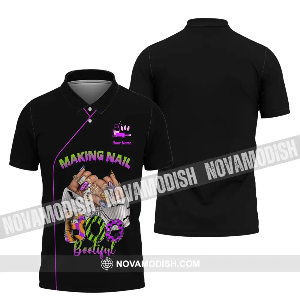 Unisex Shirt - Custom Making Nail Bootiful Halloween Nails Artist Shirt Polo Shirt / S T-shirt