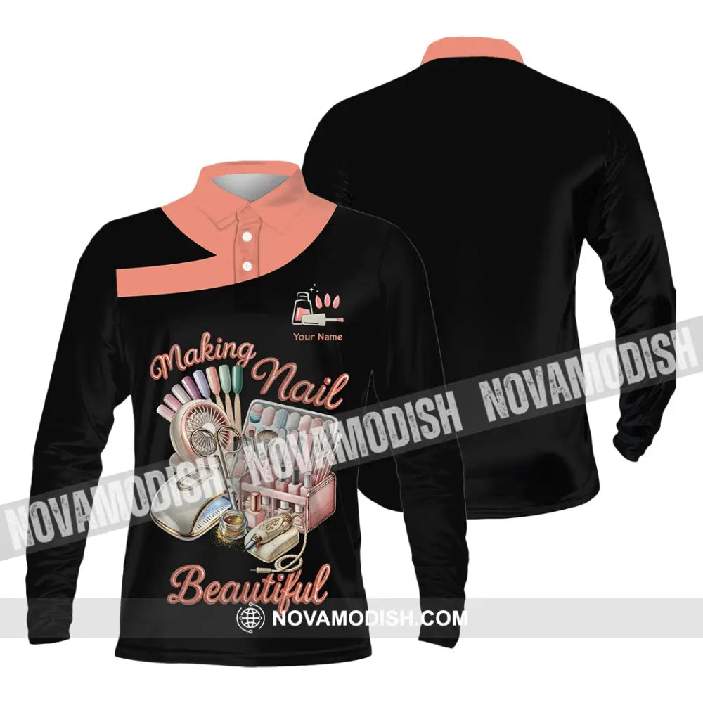 Unisex Shirt - Custom Making Nails Beautiful Shirt Long Sleeve Polo / S T-shirt