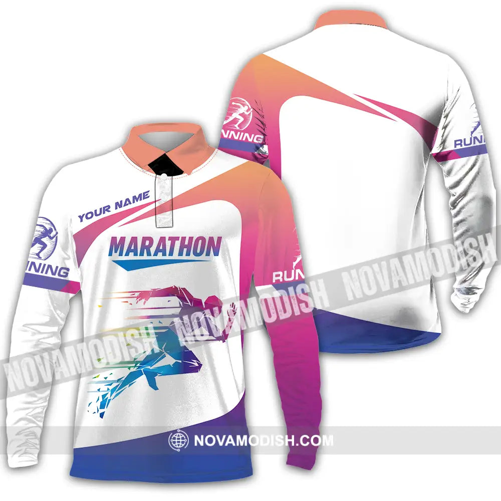 Unisex Shirt - Custom Marathon Running Lover Sport Shirt Long Sleeve Polo / S T-shirt