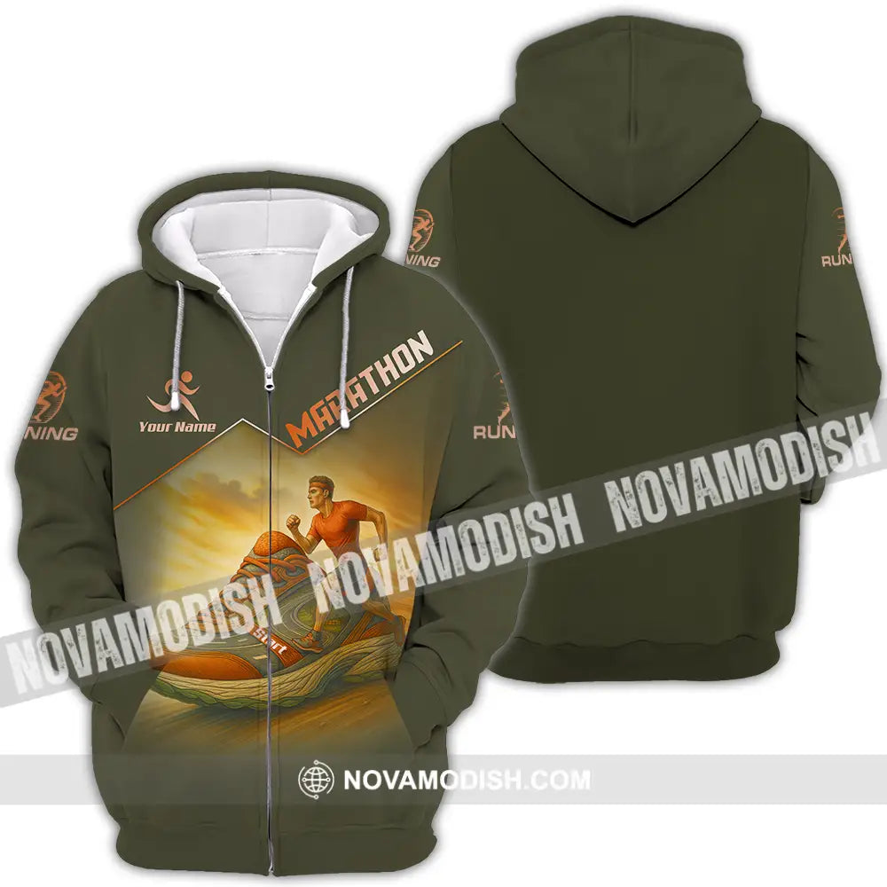 Unisex Shirt - Custom Marathon Running Lover Sport Shirt Zipper Hoodie / S T-shirt