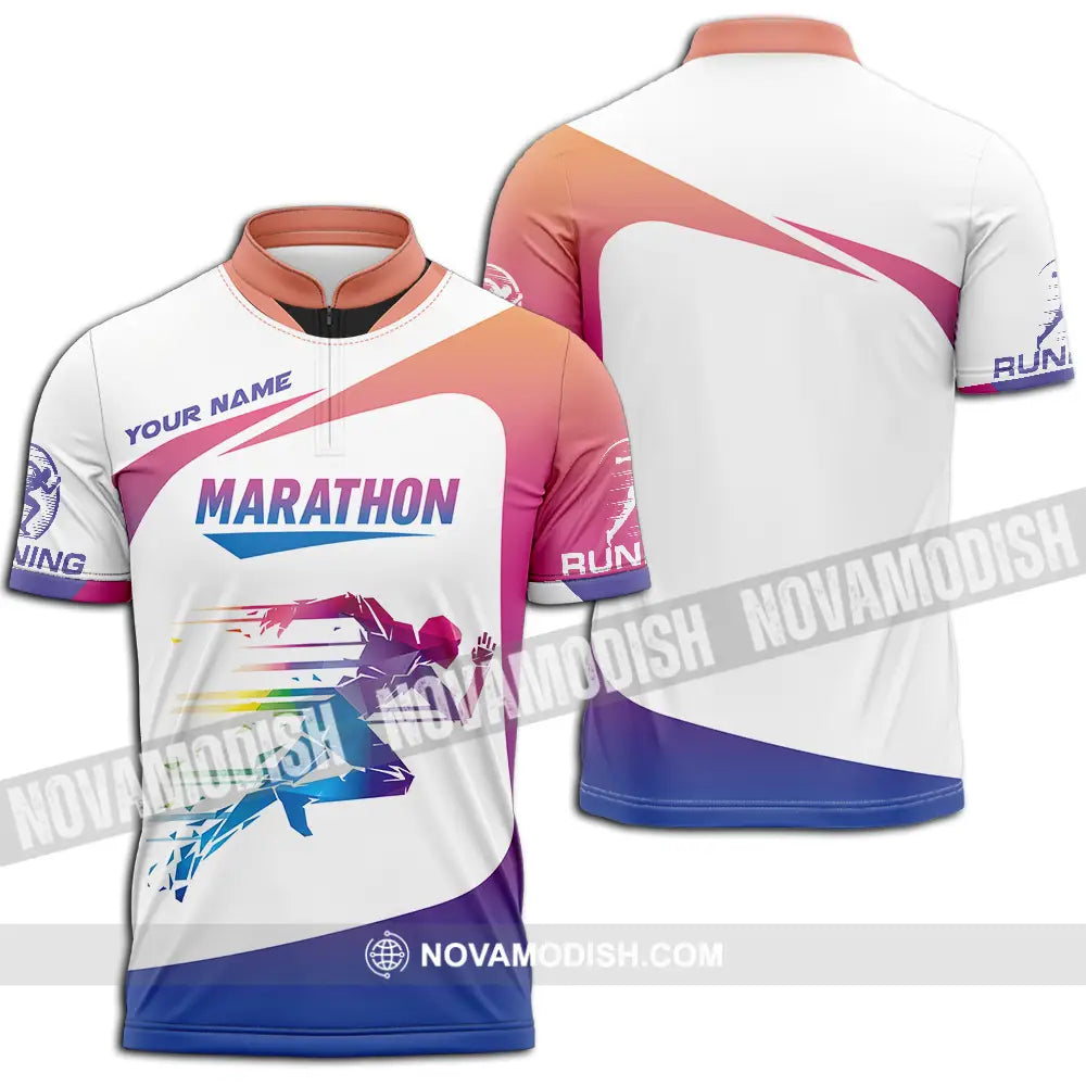 Unisex Shirt - Custom Marathon Running Lover Sport Shirt Zipper Polo Shirt / S T-shirt