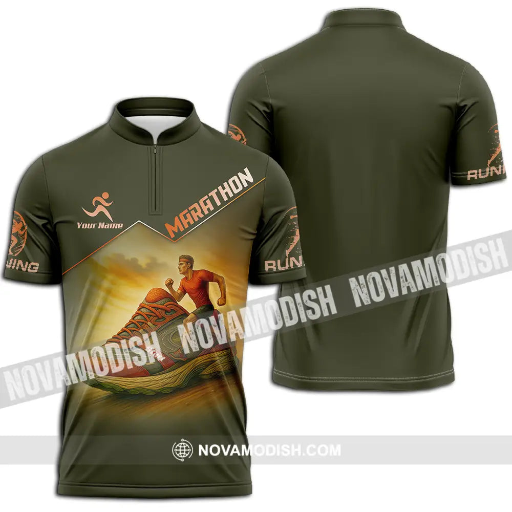 Unisex Shirt - Custom Marathon Running Lover Sport Shirt Zipper Polo Shirt / S T-shirt