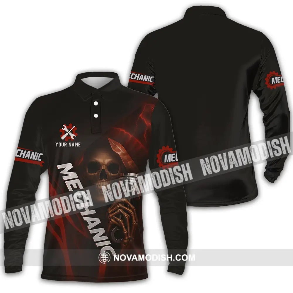 Unisex Shirt - Custom Mechanic Shirt Long Sleeve Polo / S T-shirt
