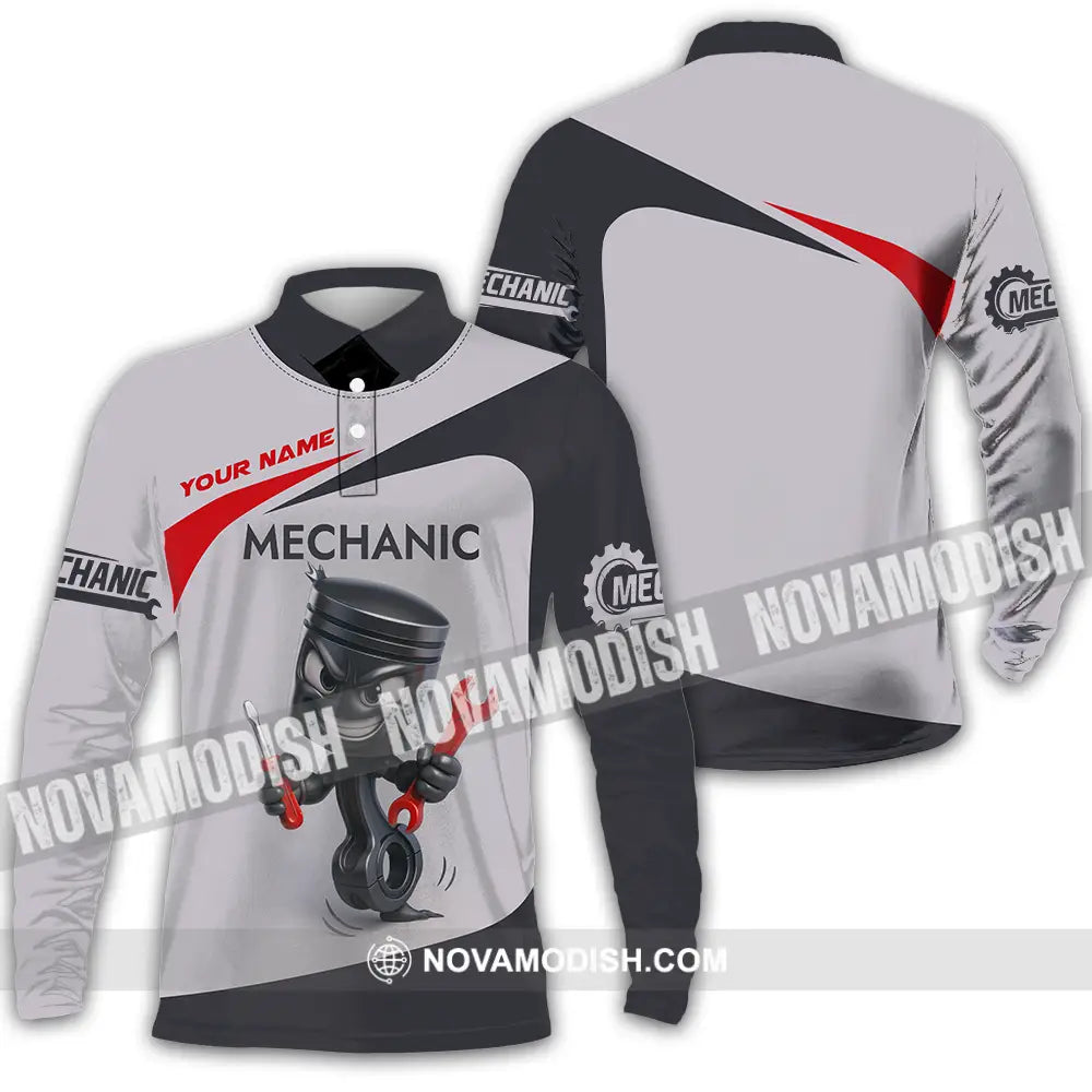 Unisex Shirt - Custom Mechanic Shirt Long Sleeve Polo / S T-shirt