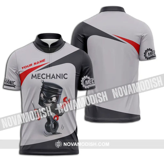 Unisex Shirt - Custom Mechanic Shirt Zipper Polo Shirt / S T-shirt