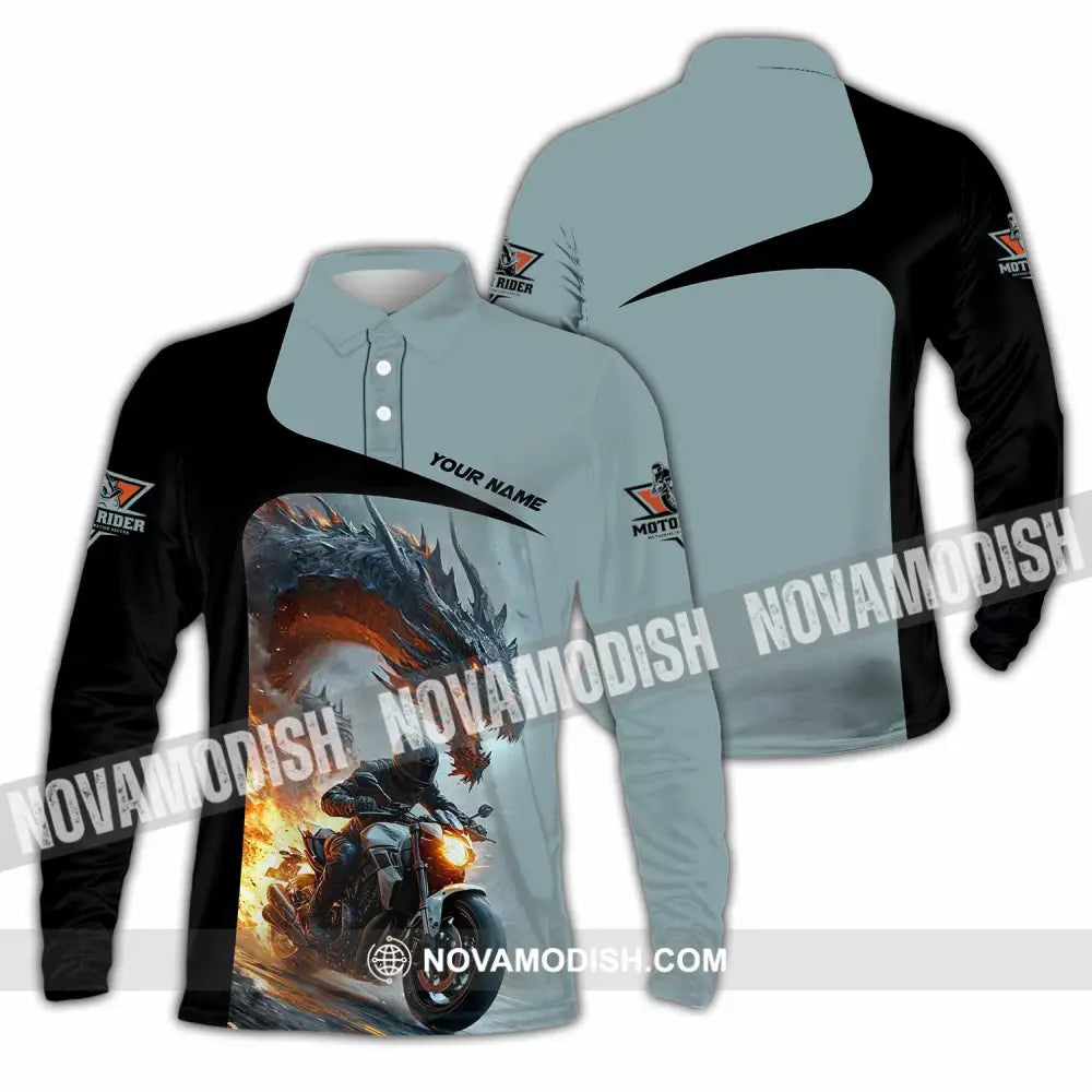 Unisex Shirt - Custom Moto Rider Shirt Long Sleeve Polo / S T-shirt