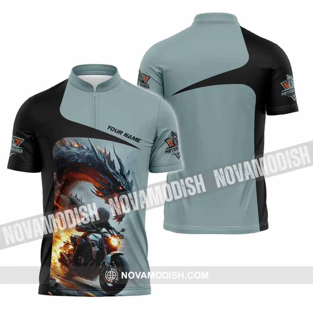 Unisex Shirt - Custom Moto Rider Shirt Zipper Polo Shirt / S T-shirt