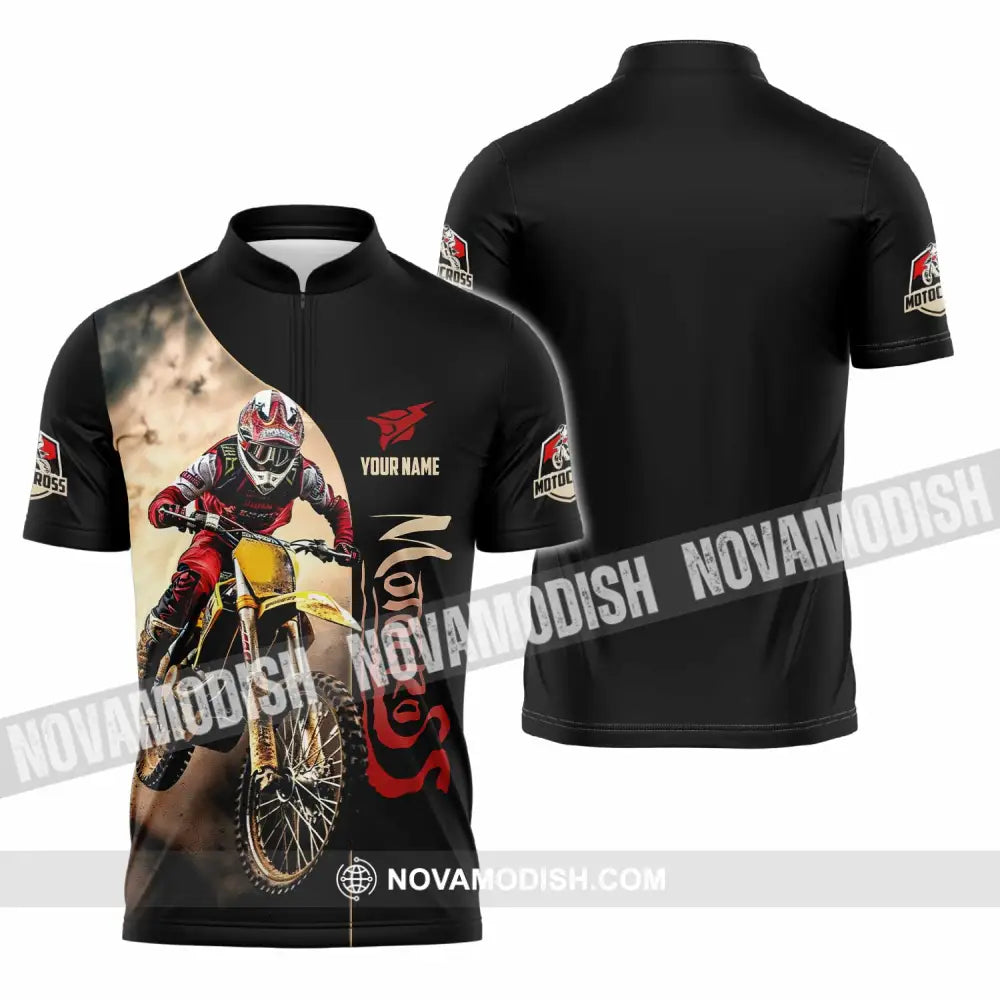 Unisex Shirt - Custom Motocross Shirt Zipper Polo Shirt / S T-shirt