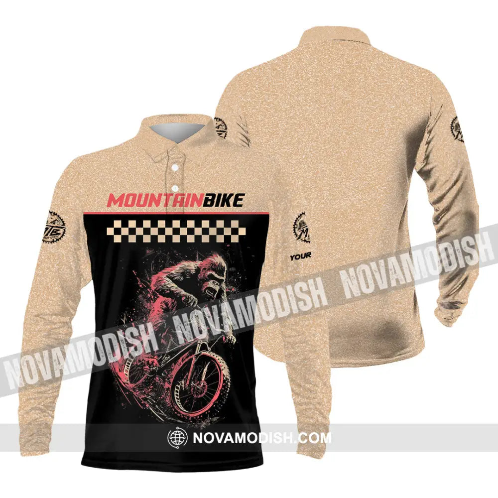 Unisex Shirt - Custom Mountain Bike Shirt Long Sleeve Polo / S T-shirt
