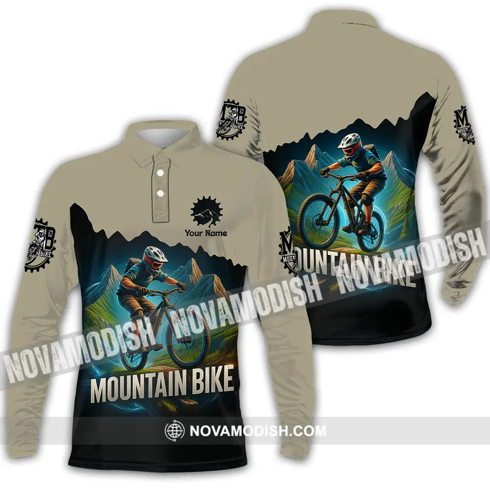 Unisex Shirt - Custom Mountain Bike Shirt Long Sleeve Polo / S T-shirt