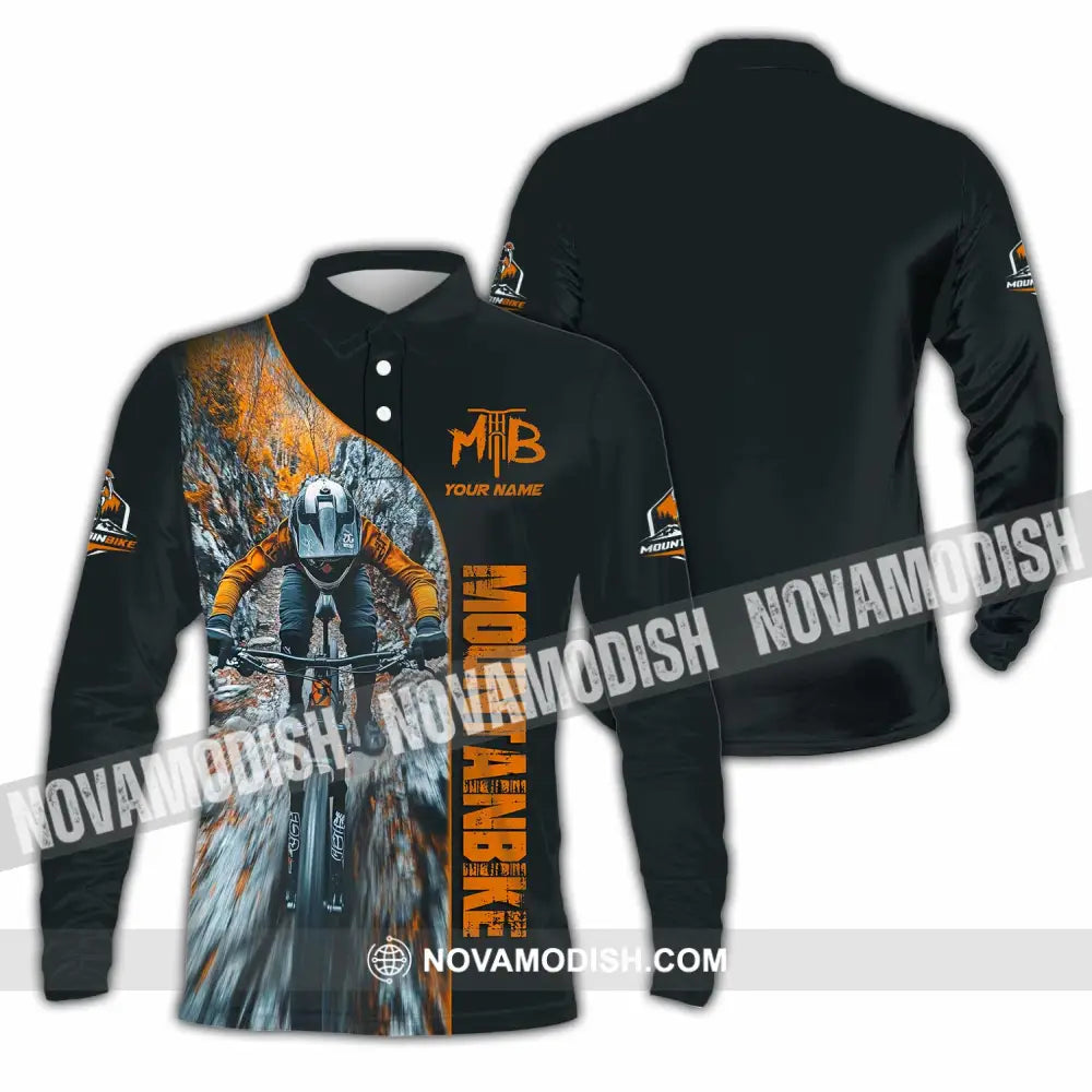 Unisex Shirt - Custom Mountain Bike Shirt Long Sleeve Polo / S T-shirt