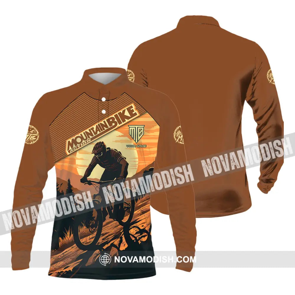 Unisex Shirt - Custom Mountain Bike Shirt Long Sleeve Polo / S T-shirt