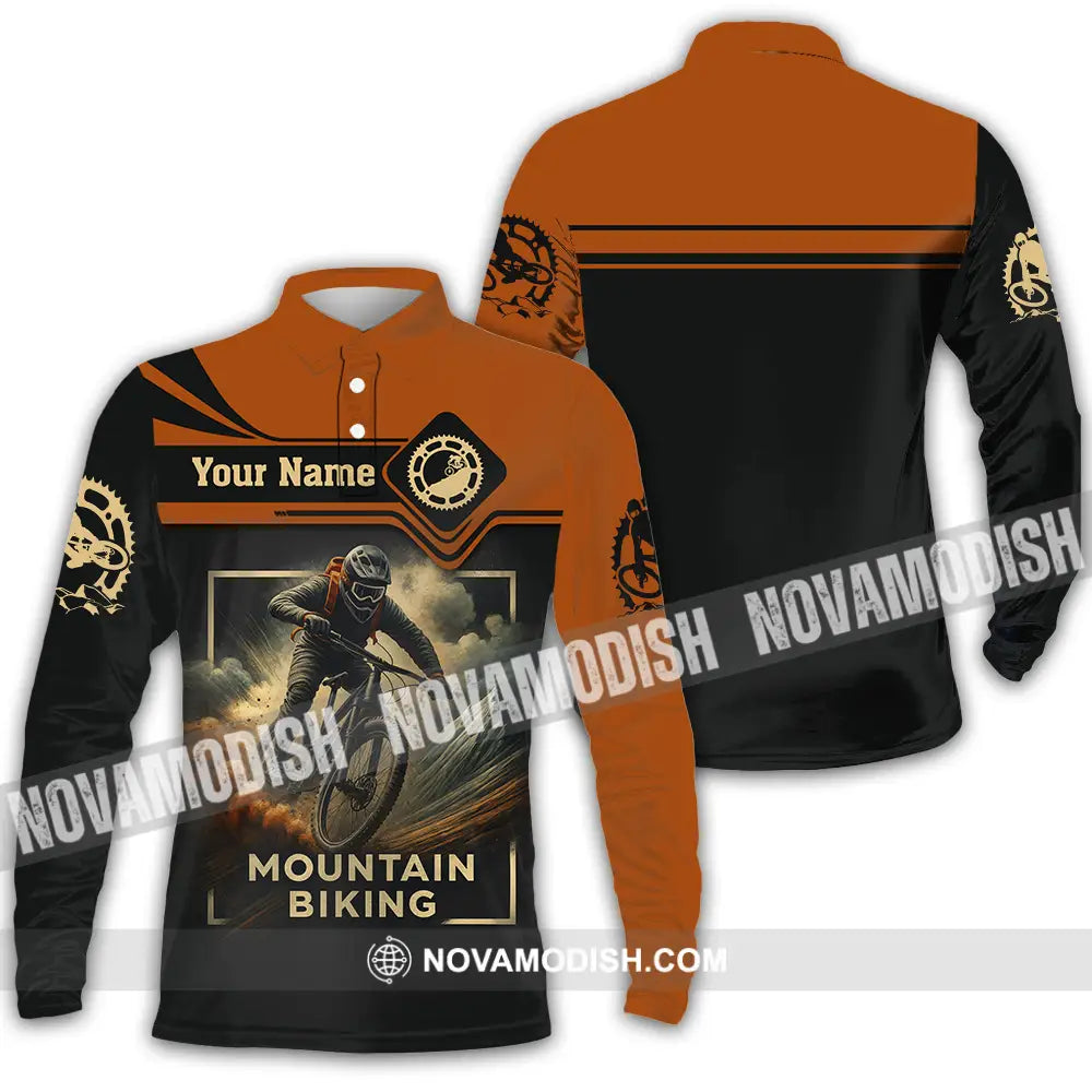 Unisex Shirt - Custom Mountain Bike Shirt Long Sleeve Polo / S T-shirt