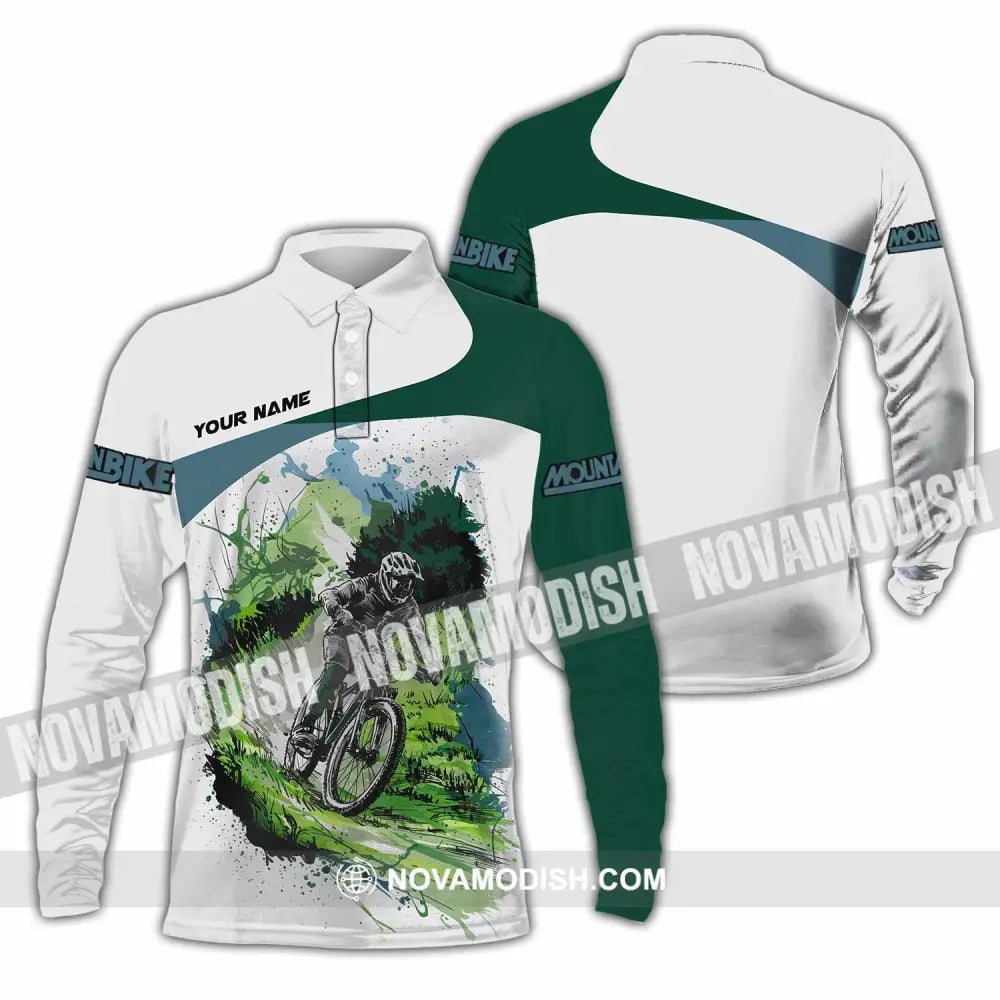 Unisex Shirt - Custom Mountain Bike MTB Shirt Long Sleeve Polo / S T-shirt