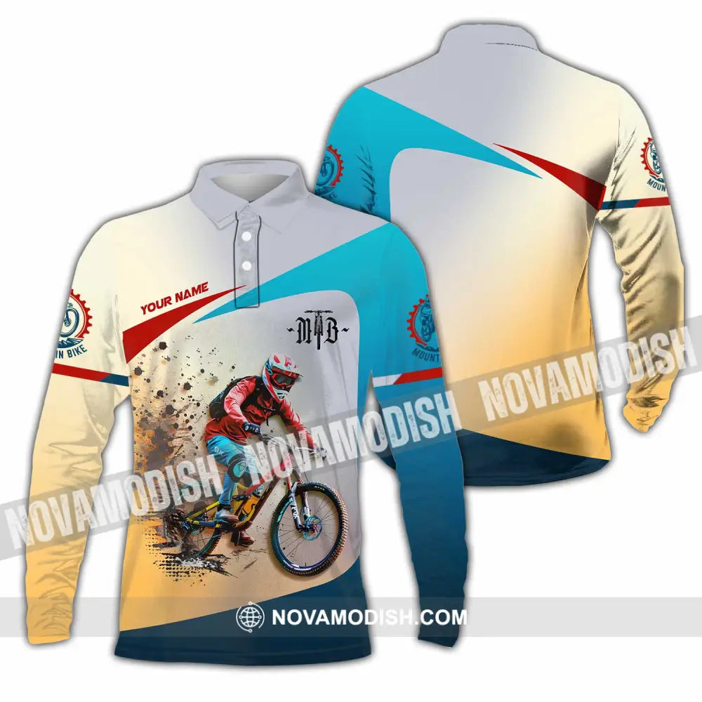 Unisex Shirt - Custom Mountain Bike MTB Shirt Long Sleeve Polo / S T-shirt