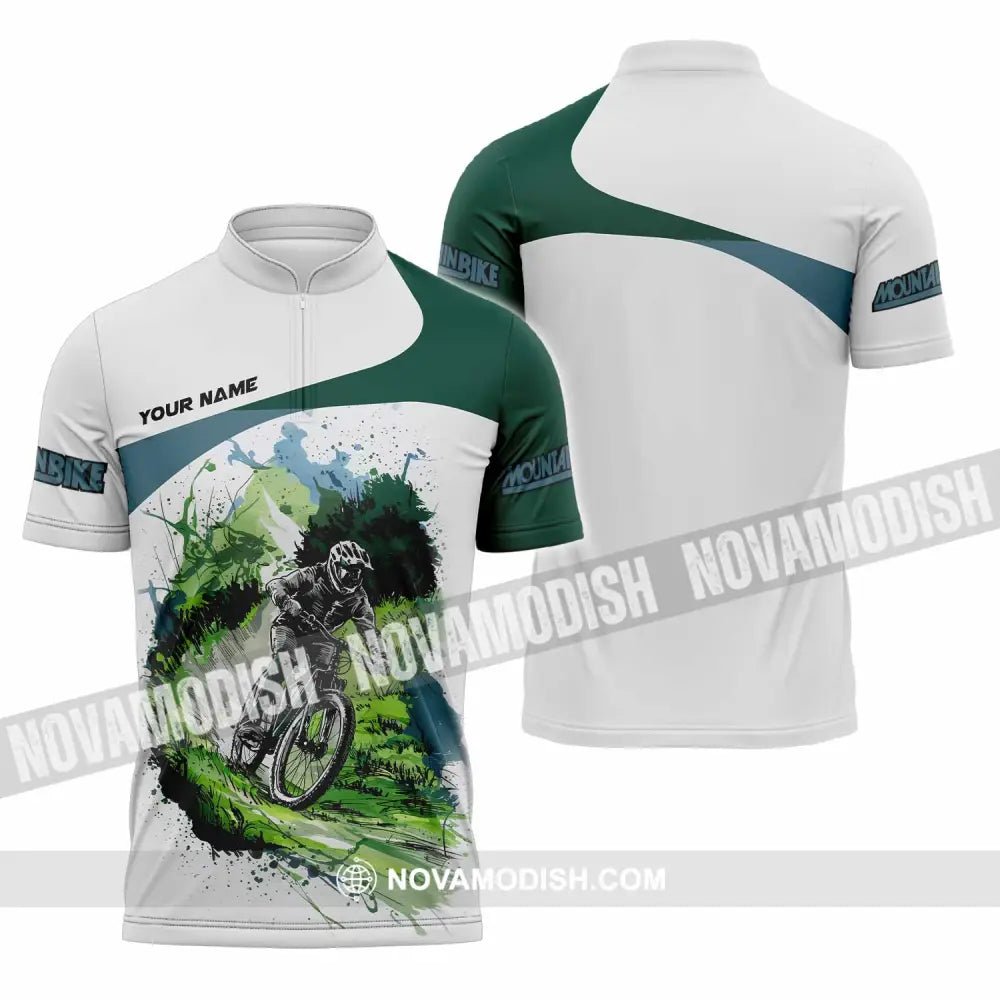 Unisex Shirt - Custom Mountain Bike MTB Shirt Zipper Polo Shirt / S T-shirt