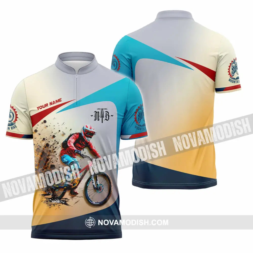 Unisex Shirt - Custom Mountain Bike MTB Shirt Zipper Polo Shirt / S T-shirt