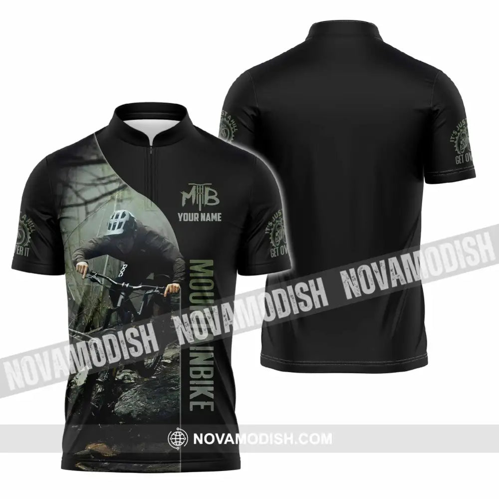 Unisex Shirt - Custom Mountain Bike Shirt Zipper Polo Shirt / S T-shirt