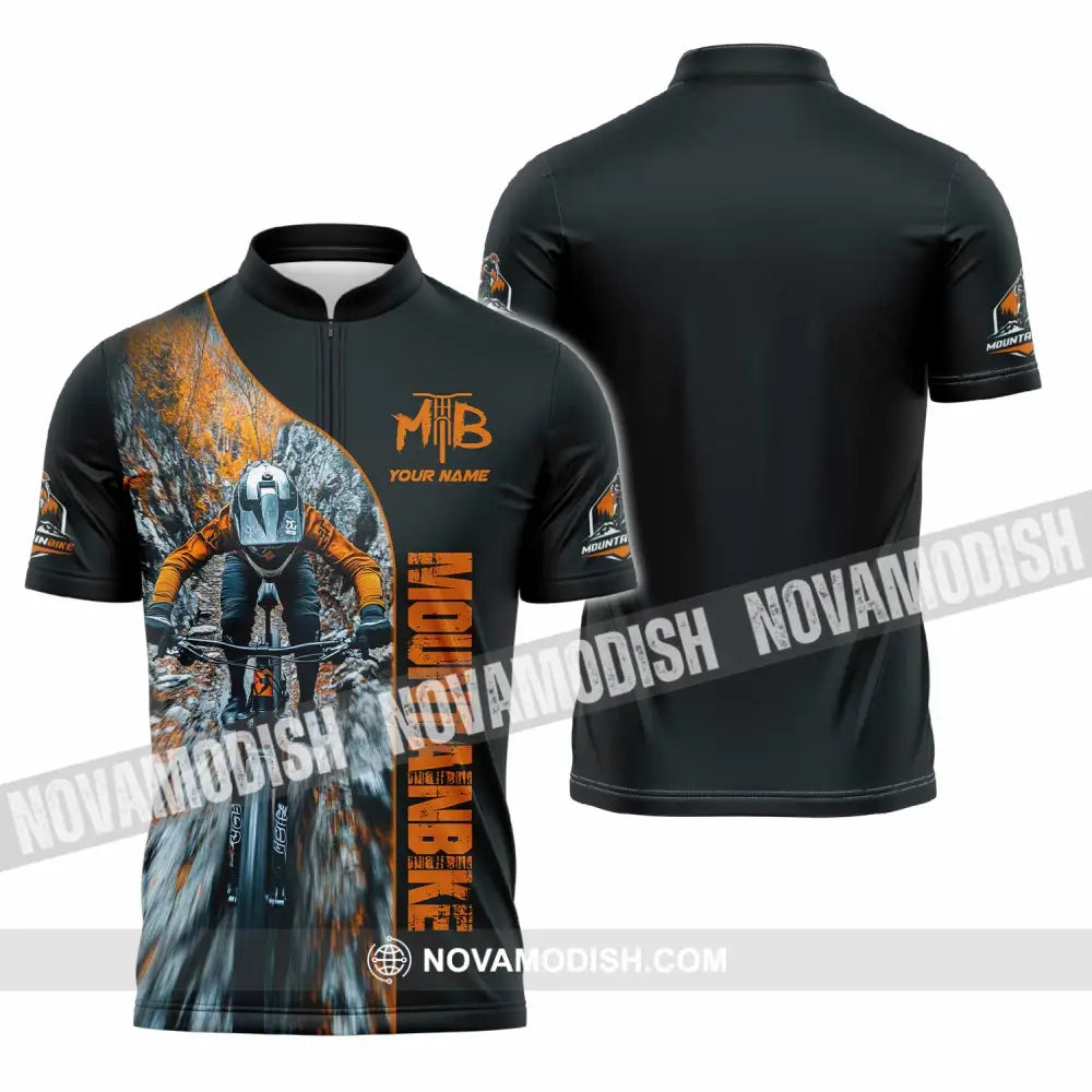 Unisex Shirt - Custom Mountain Bike Shirt Zipper Polo Shirt / S T-shirt