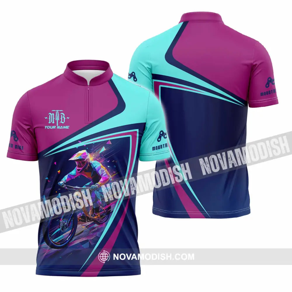 Unisex Shirt - Custom Mountain Bike Shirt Zipper Polo Shirt / S T-shirt