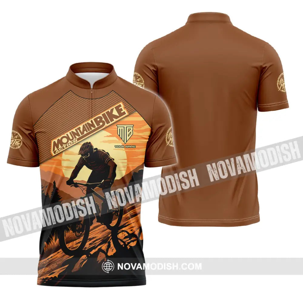 Unisex Shirt - Custom Mountain Bike Shirt Zipper Polo Shirt / S T-shirt