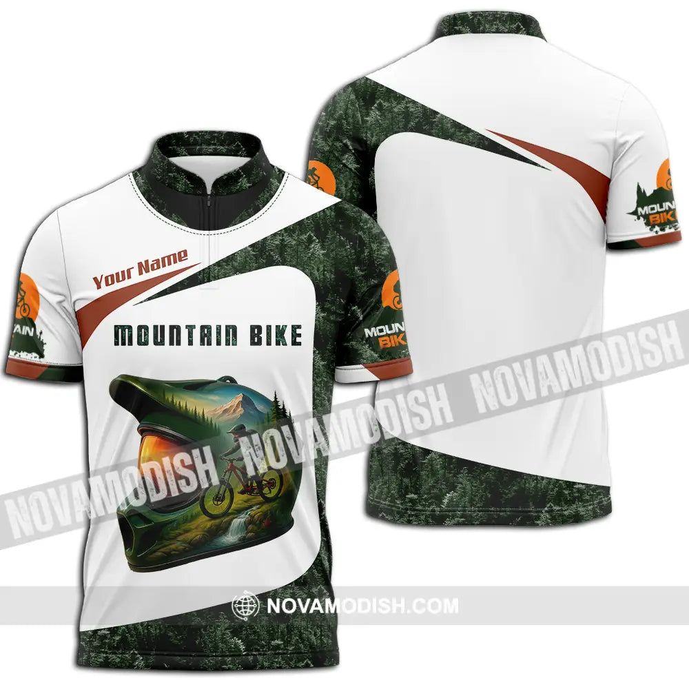 Unisex Shirt - Custom Mountain Bike Shirt Zipper Polo Shirt / S T-shirt