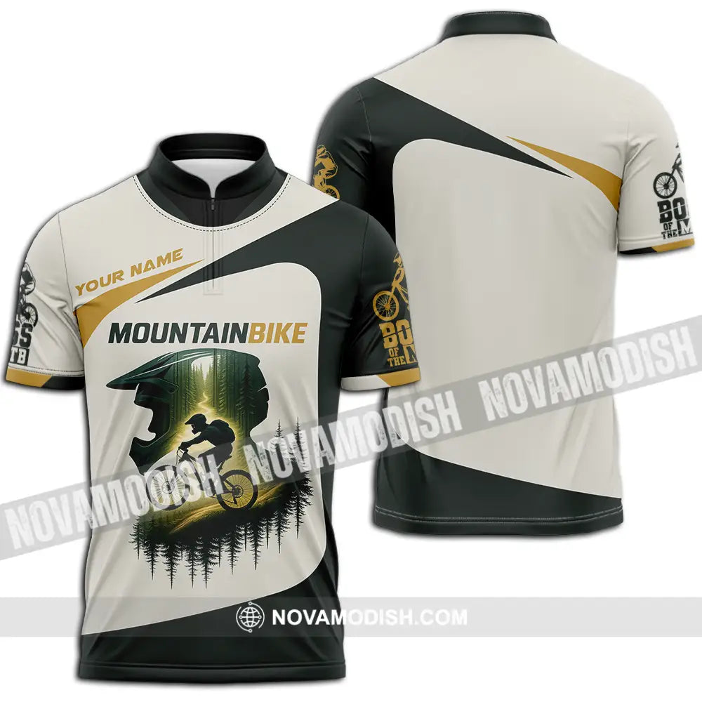 Unisex Shirt - Custom Mountain Bike Shirt Zipper Polo Shirt / S T-shirt