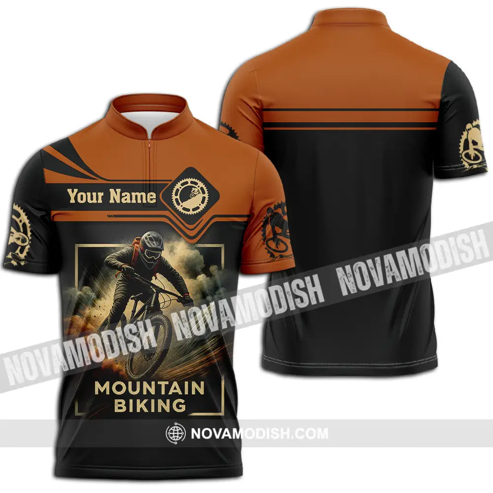 Unisex Shirt - Custom Mountain Bike Shirt Zipper Polo Shirt / S T-shirt