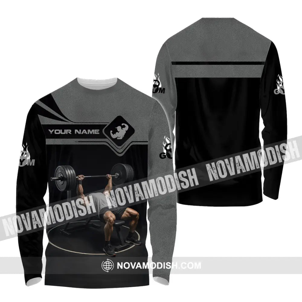 Unisex Shirt - Custom Muscular Man Weightlifting Sports Shirt Long Sleeve Shirt / S T-shirt