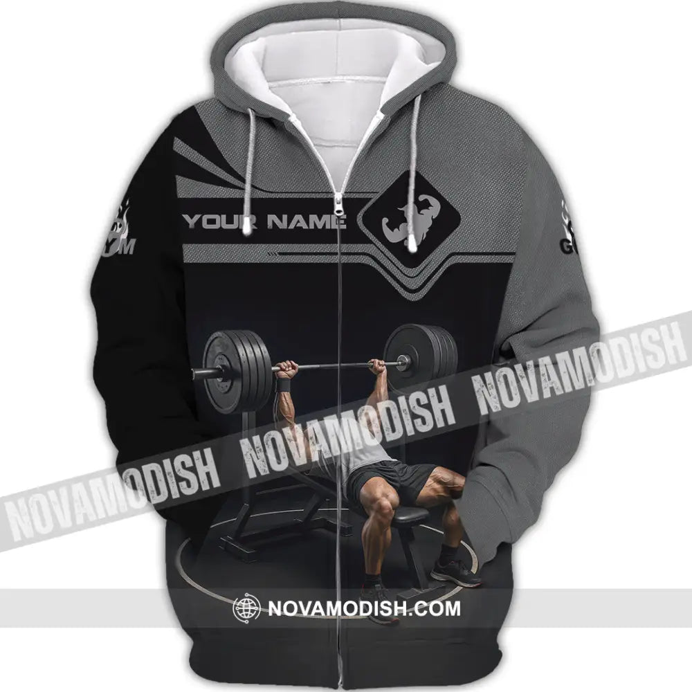 Unisex Shirt - Custom Muscular Man Weightlifting Sports Shirt Zipper Hoodie / S T-shirt