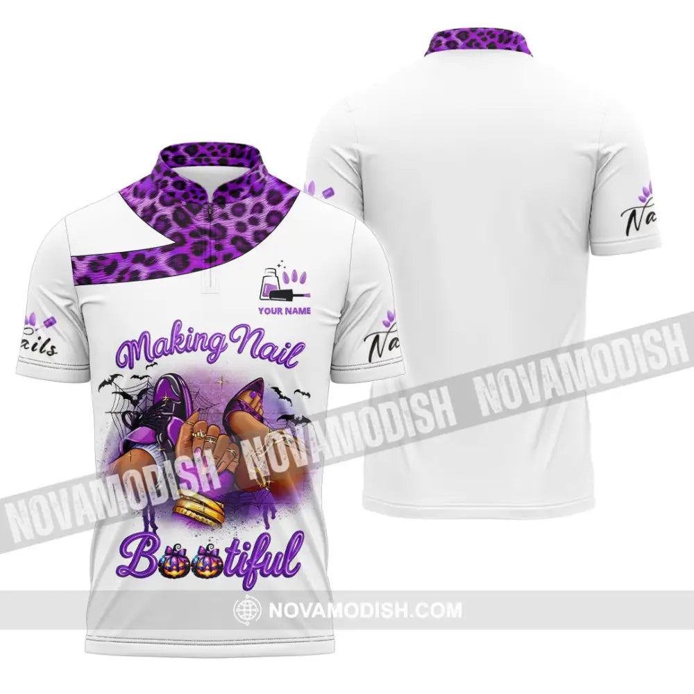 Unisex Shirt - Custom Nails Artist Halloween Shirt Zipper Polo Shirt / S T-shirt