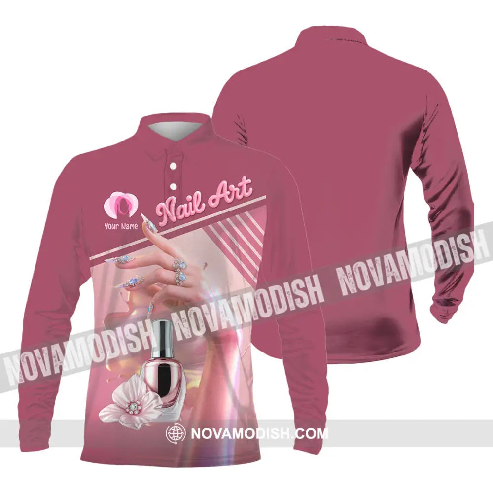 Unisex Shirt - Custom Nails Artist Shirt Long Sleeve Polo / S T-shirt