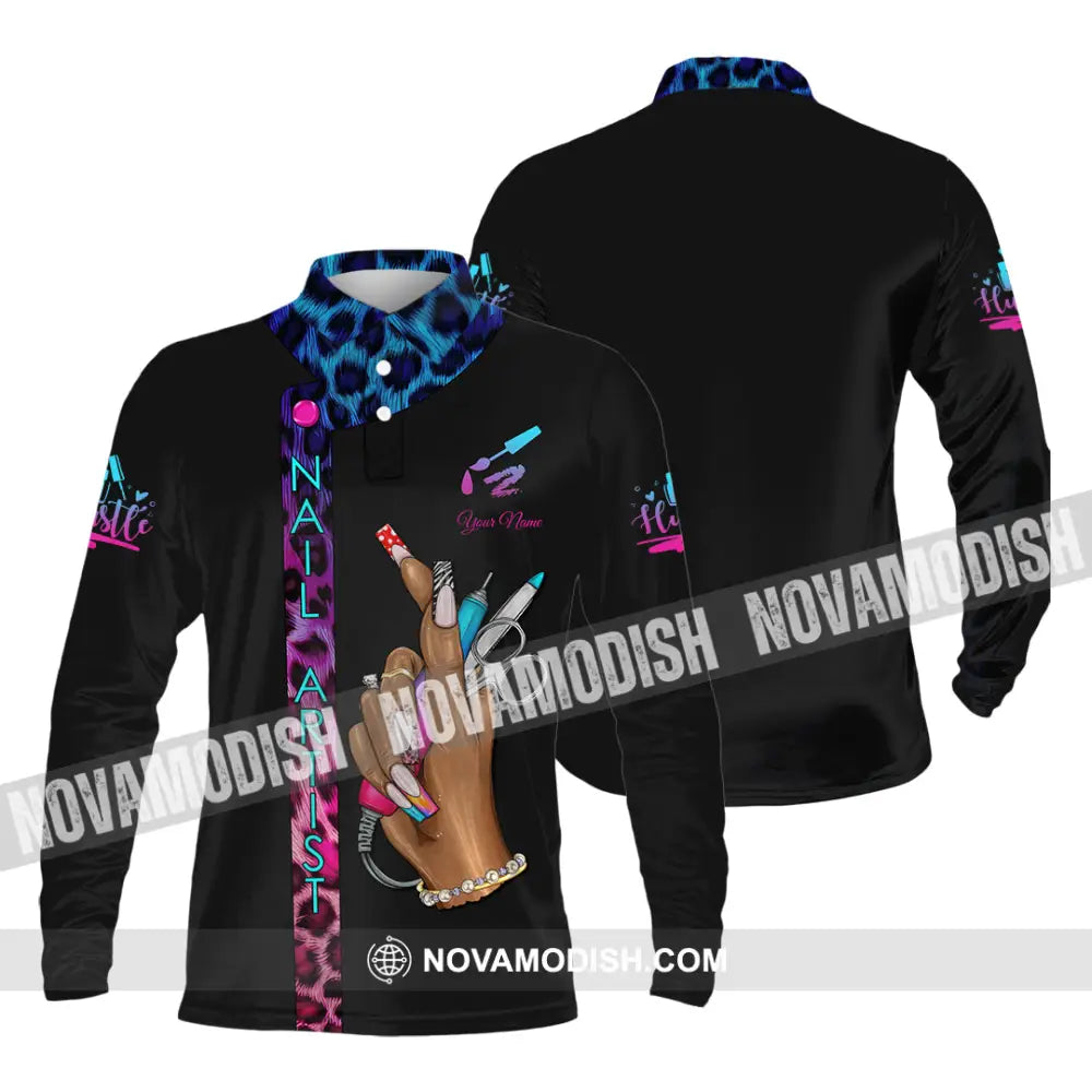 Unisex Shirt - Custom Nails Artist Shirt Long Sleeve Polo / S T-shirt