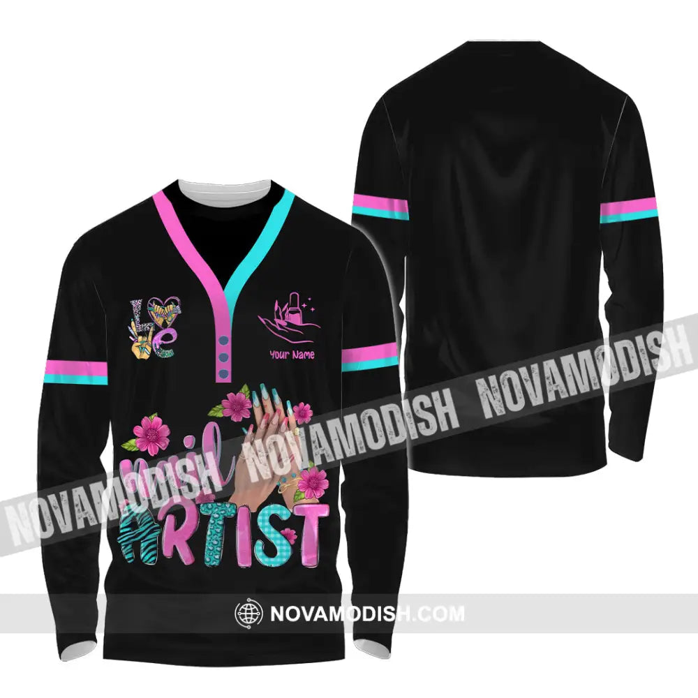 Unisex Shirt - Custom Nails Artist Shirt Long Sleeve Shirt / S T-shirt