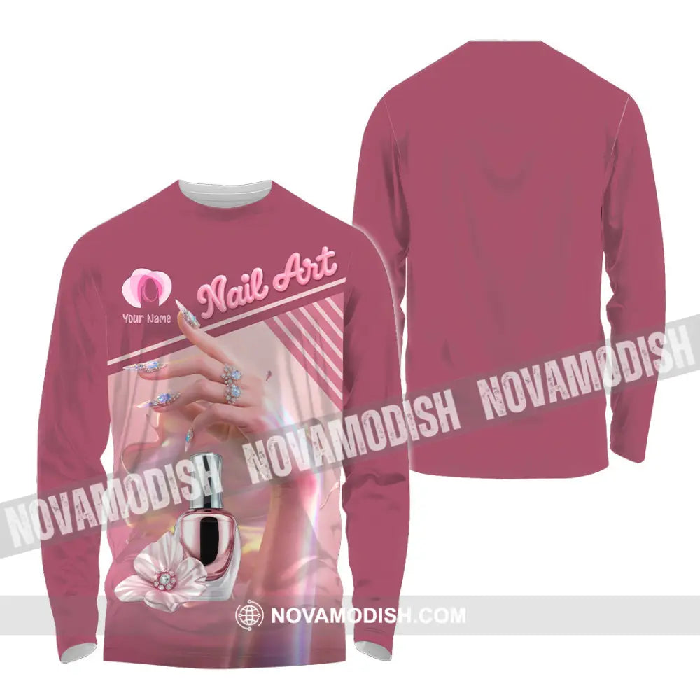 Unisex Shirt - Custom Nails Artist Shirt Long Sleeve Shirt / S T-shirt
