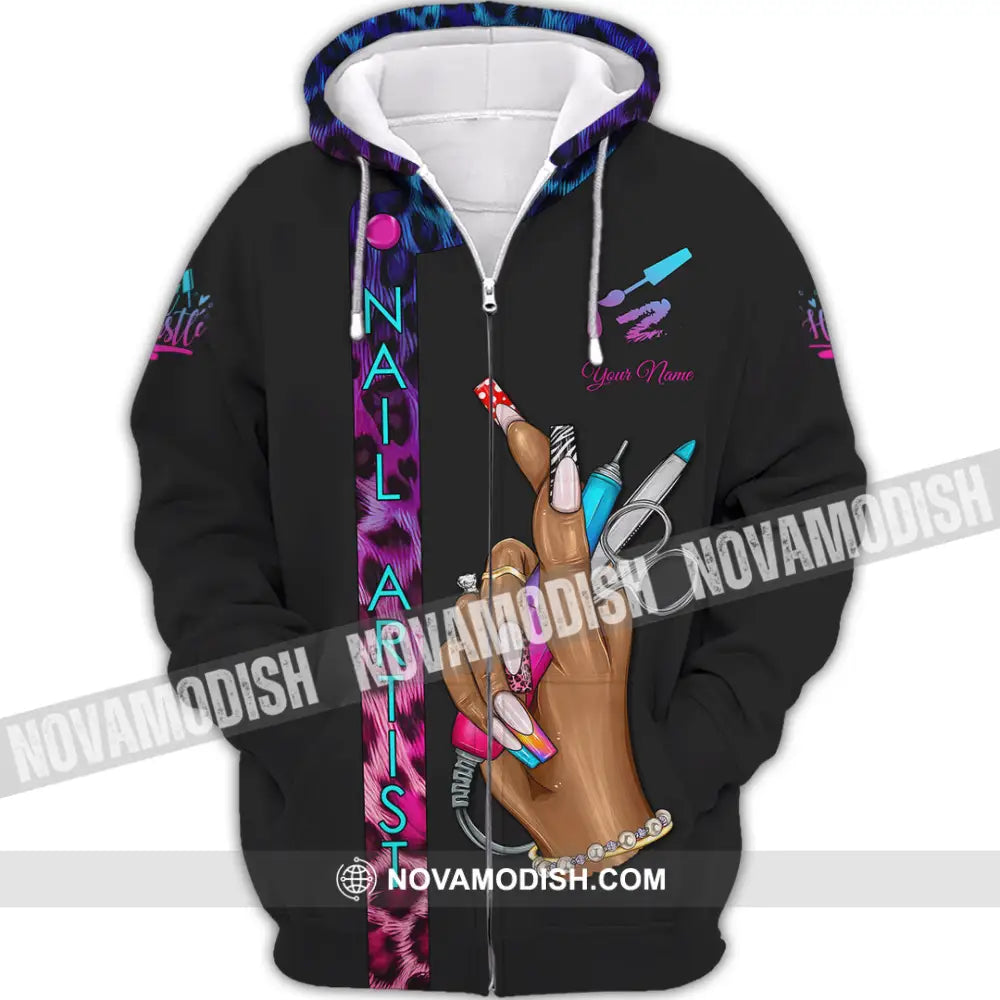 Unisex Shirt - Custom Nails Artist Shirt Zipper Hoodie / S T-shirt