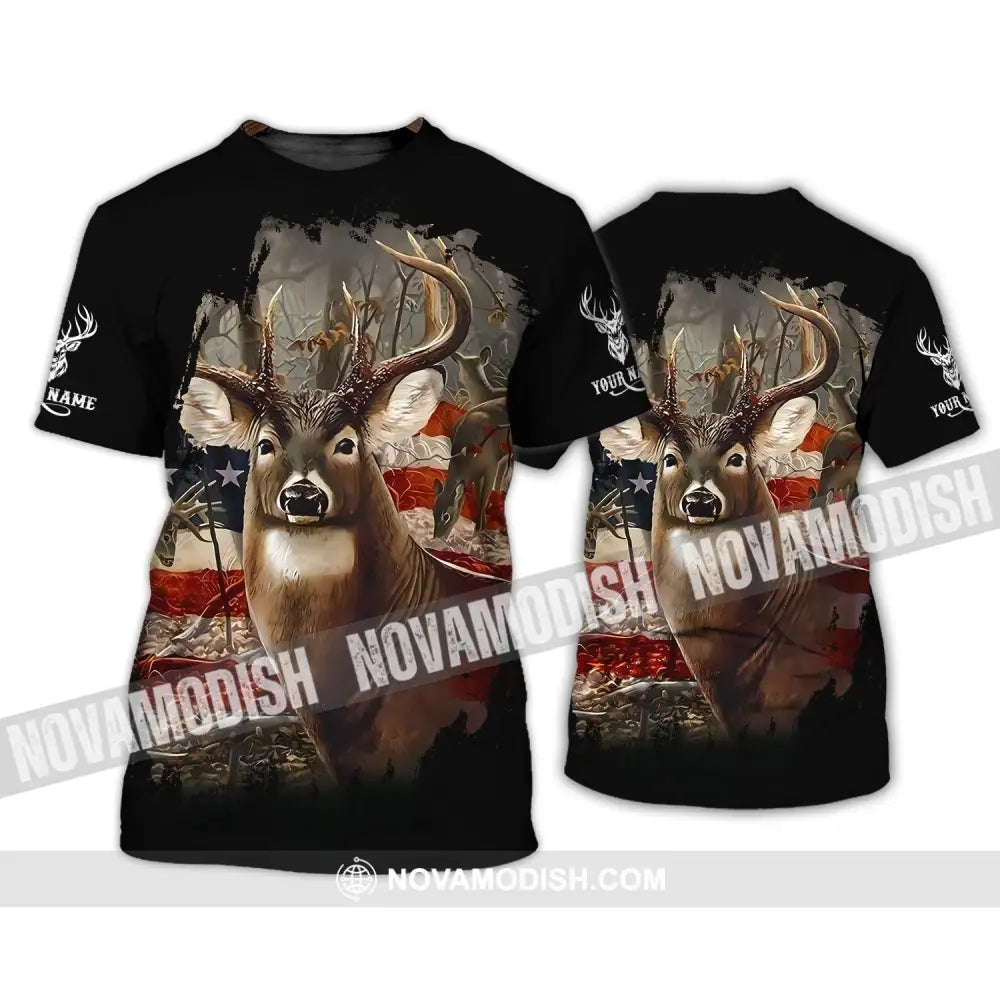 Unisex Shirt - Custom Name 3D Shirt - America Deer T-Shirt / S T-shirt