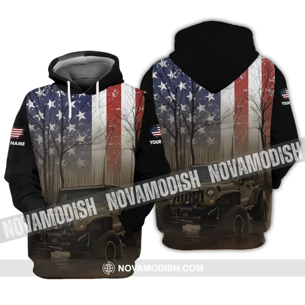 Unisex Shirt - Custom Name 3D Shirt - America Flag Hoodie / S T-shirt