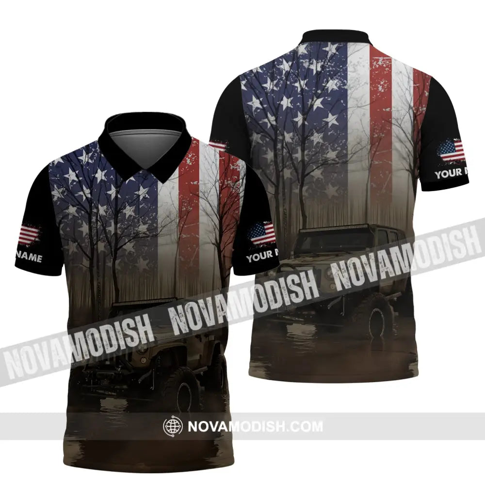 Unisex Shirt - Custom Name 3D Shirt - America Flag Polo Shirt / S T-shirt