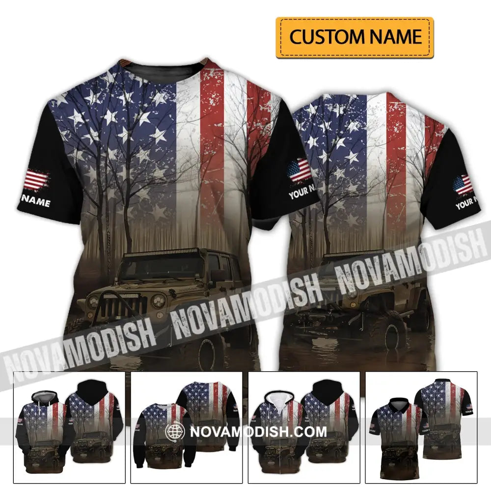 Unisex Shirt - Custom Name 3D Shirt - America Flag T-shirt