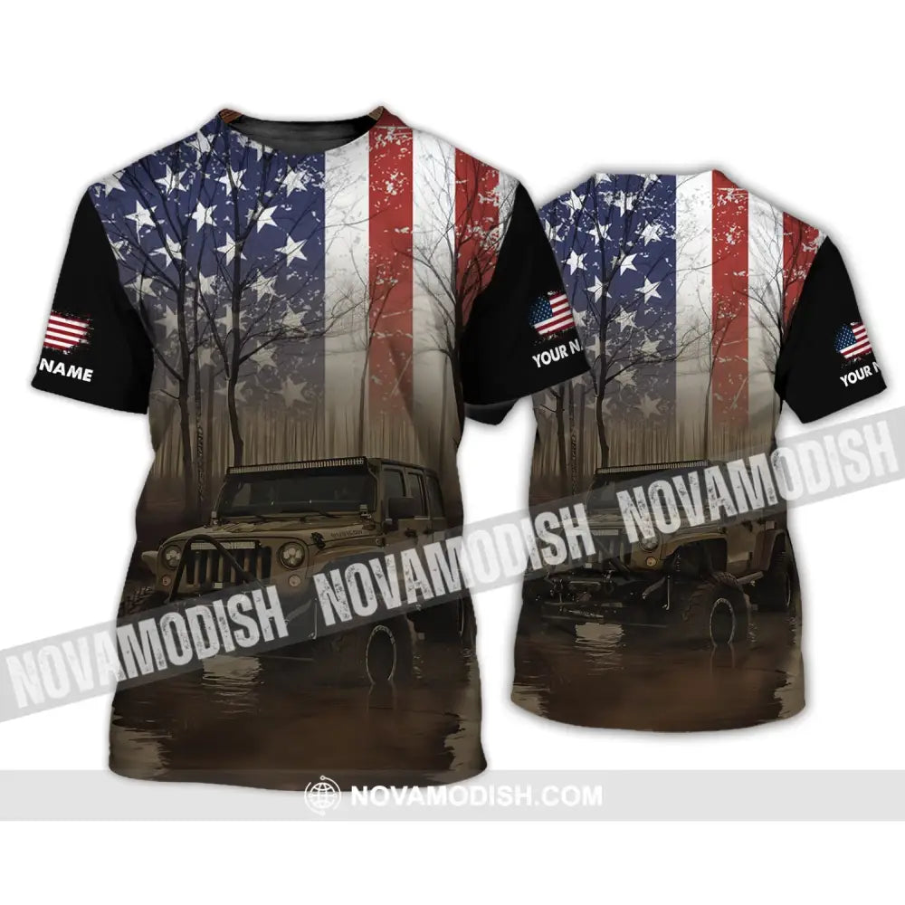 Unisex Shirt - Custom Name 3D Shirt - America Flag T-Shirt / S T-shirt