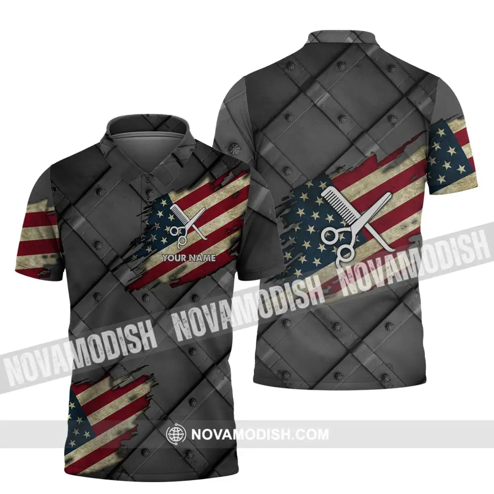 Unisex Shirt - Custom Name 3D Shirt - America Hair Designer Polo Shirt / S T-shirt