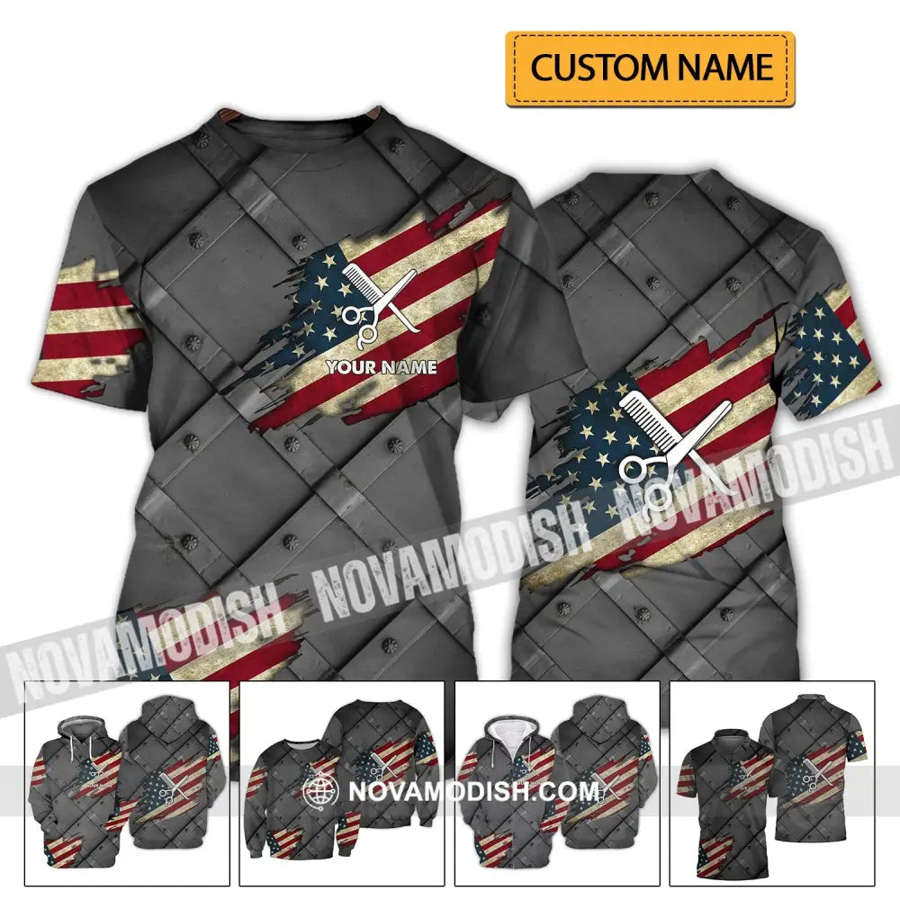 Unisex Shirt - Custom Name 3D Shirt - America Hair Designer T-shirt